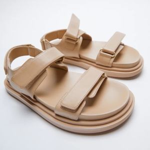 Zara adhesive strap low heel leather sandals